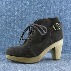 N.Y.L.A. Women Ankle Boots Brown Suede Lace Up‎ Size 5.5 Medium
